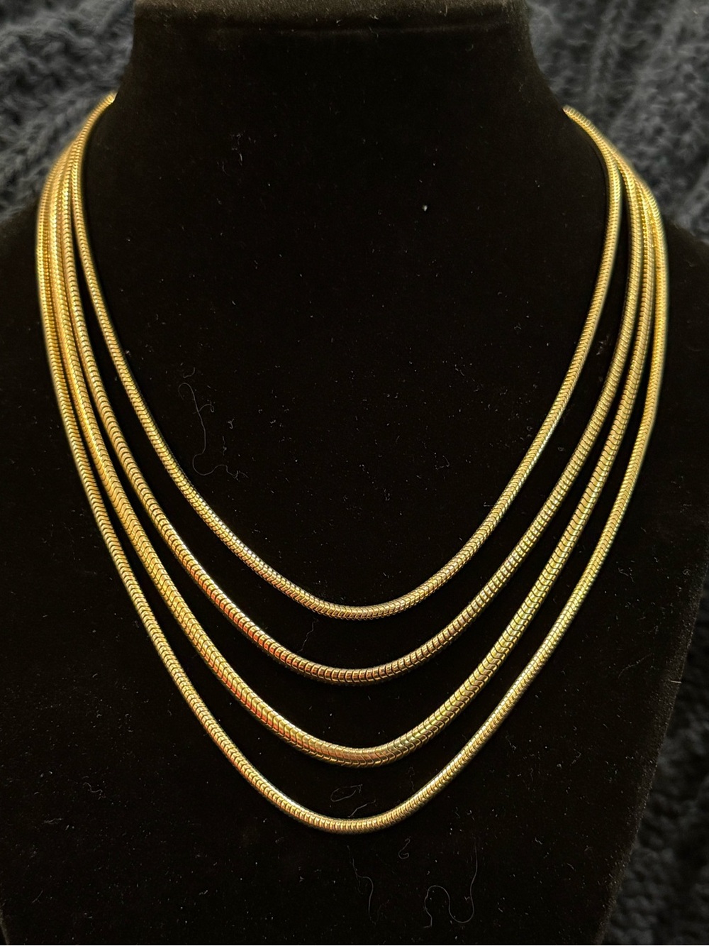 Vintage Gold Multi Strand Layered Snake Chain Necklace